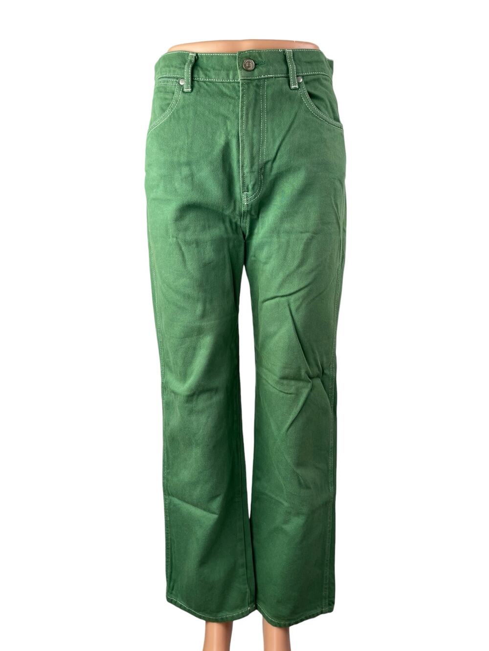Reformation Jeans Green High Rise Barrel Wide Leg Carpenter Denim Jeans Pants 26